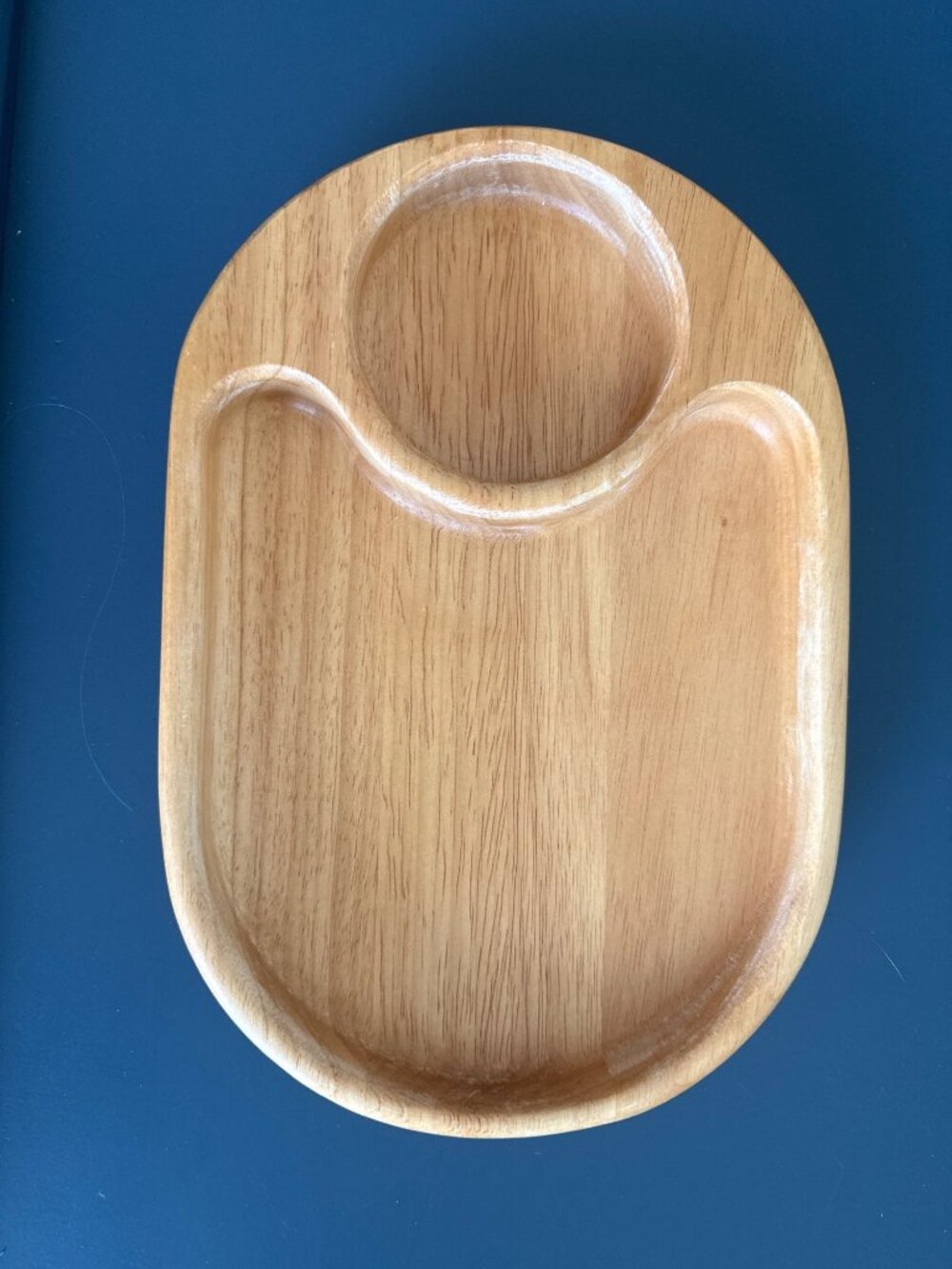 Wooden Snack Serving Tray With Divided Sections For Chips & Dip 11” x 8” Durable